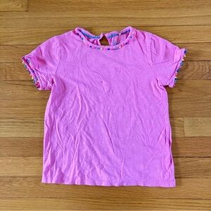 Mini Boden Pink Colorful Pom Pom Cotton Summer Vacation Tee 9-10